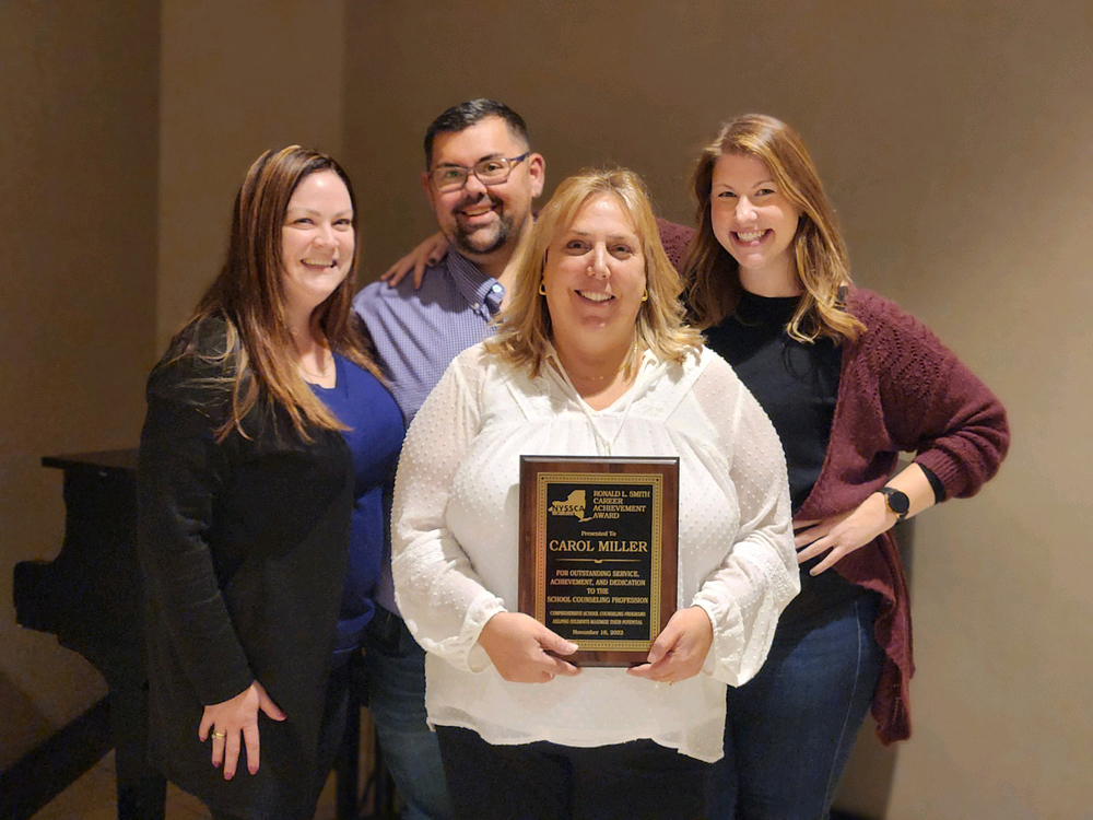 School Counselor, Carol Miller  Receives Lifetime Achievement Award from New York State